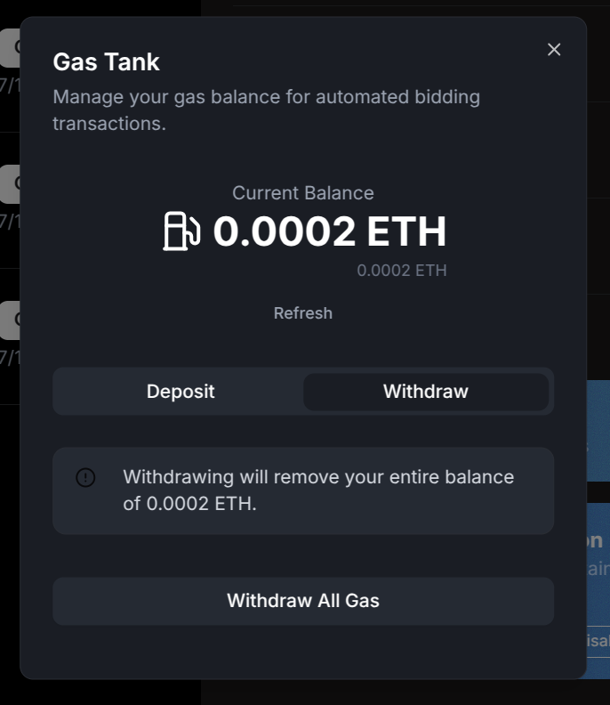 Gas Tank Withdraw