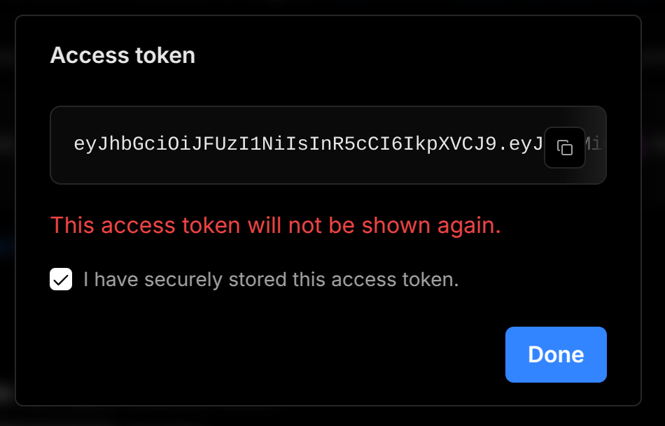 Create Project Access Token Success