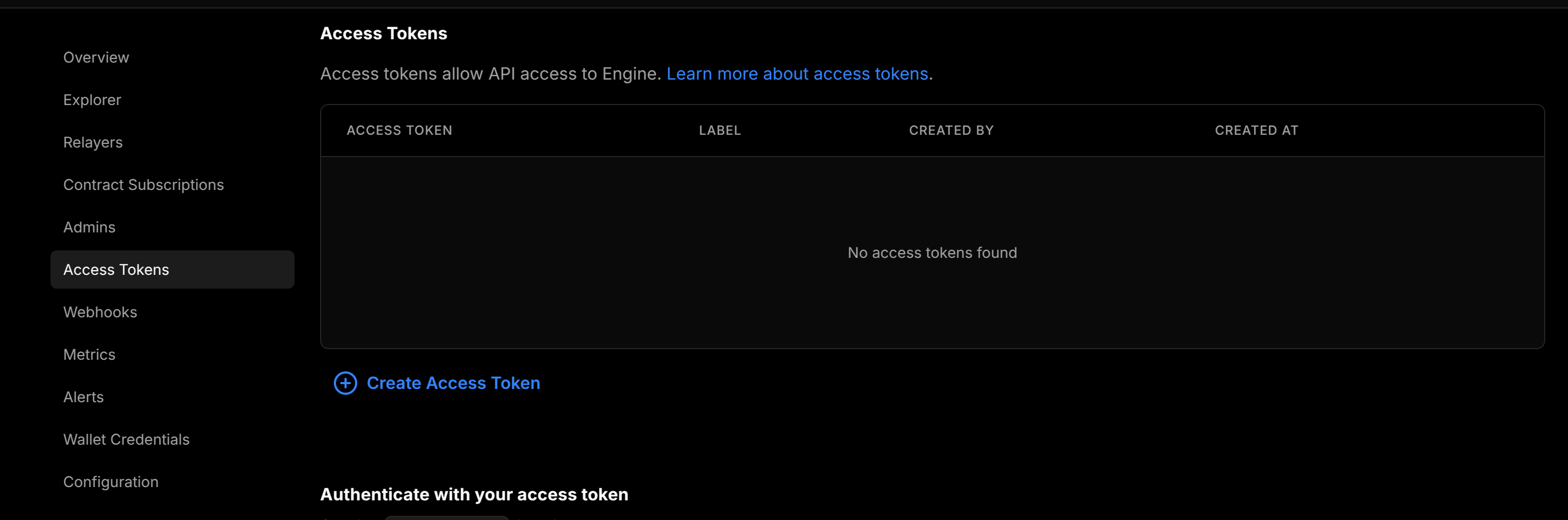 Create Project Access Token