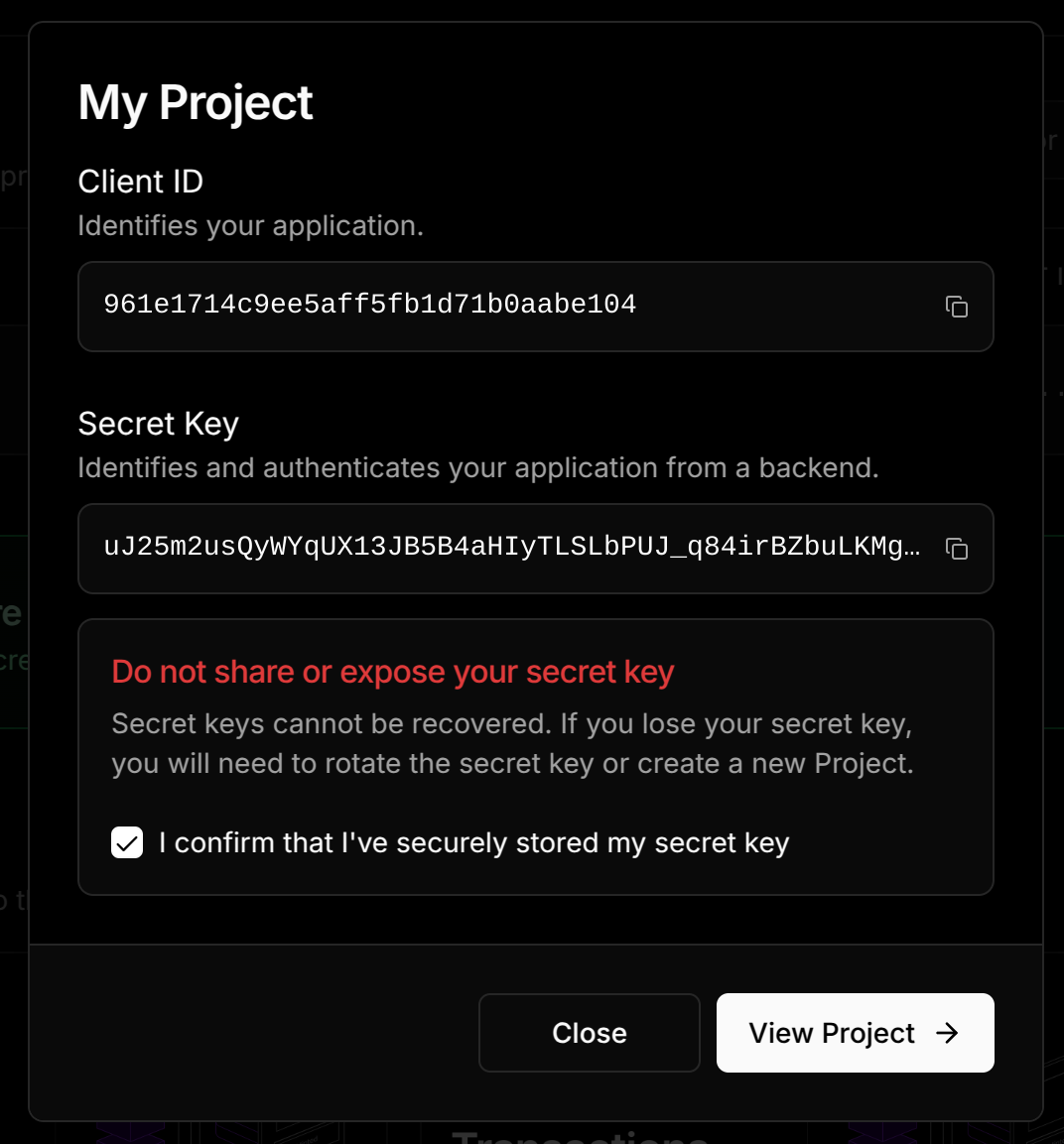 Create Project Keys