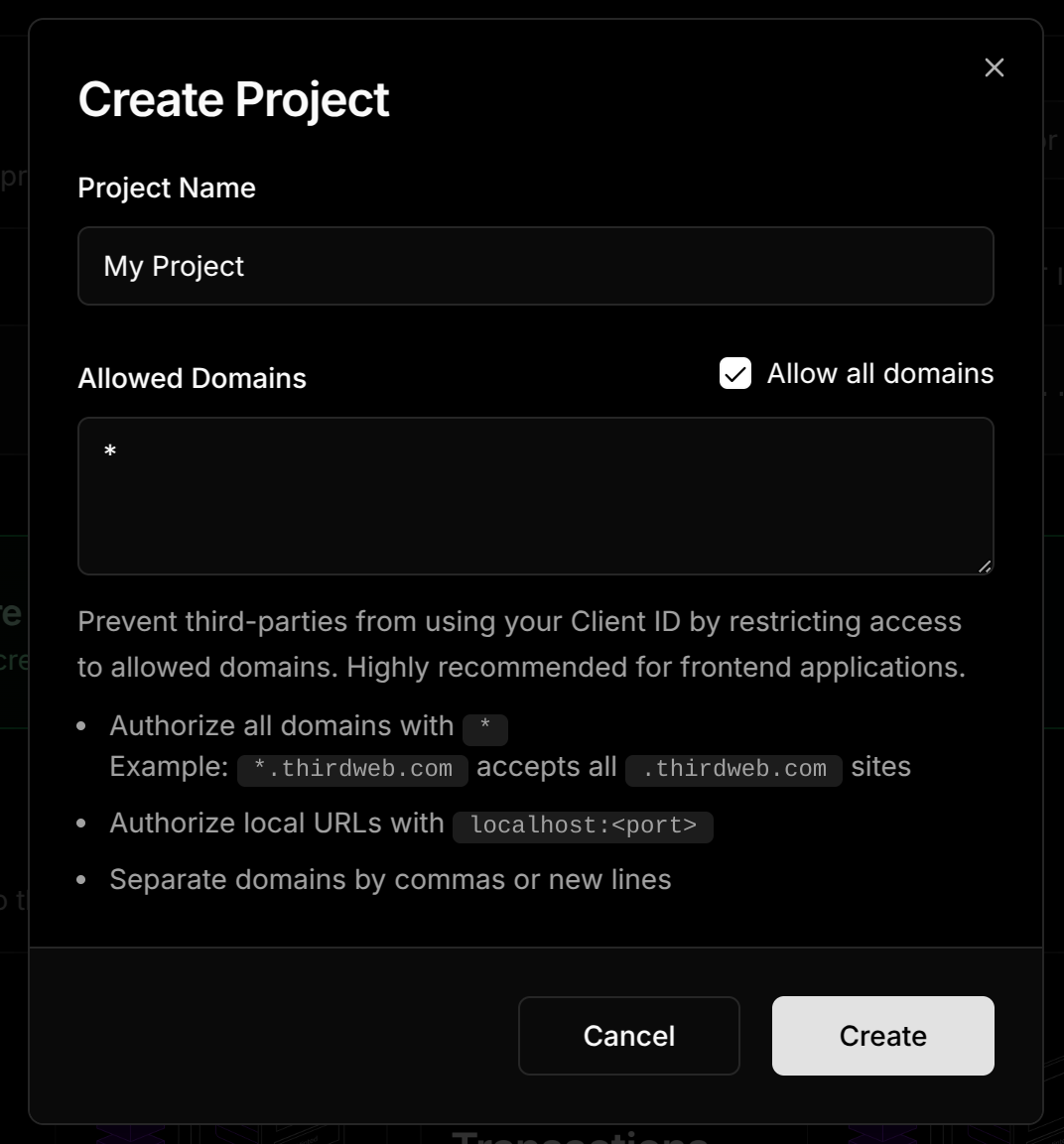 Create Project Submit