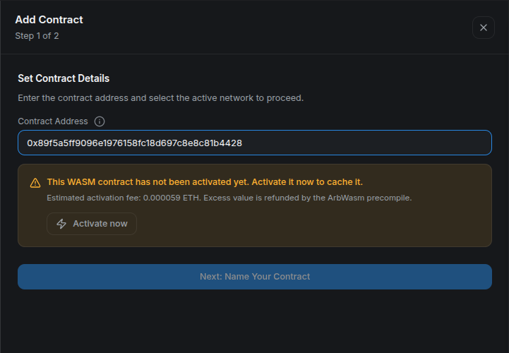 Add Contract detects a local program that needs activation.